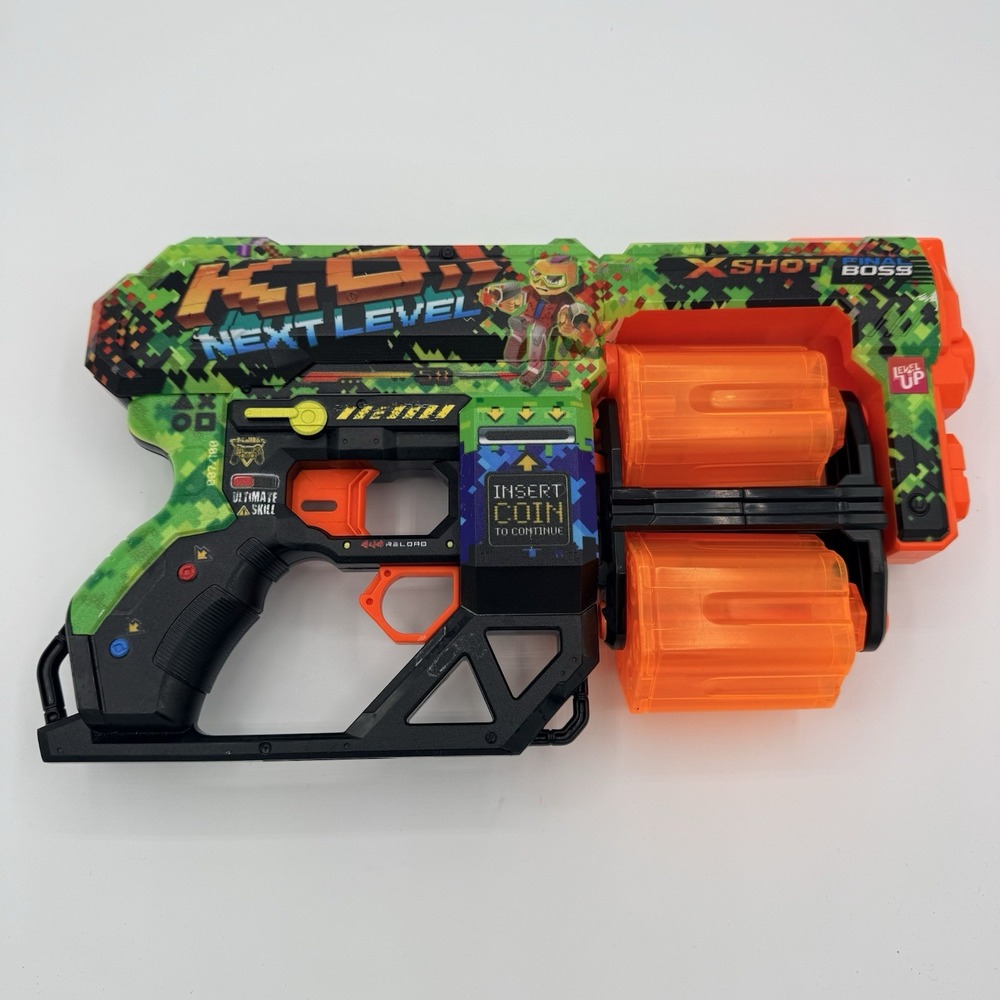 X-Shot Final Boss Next Level Double Drum Foam Dart Blaster Green Orange ZURU
